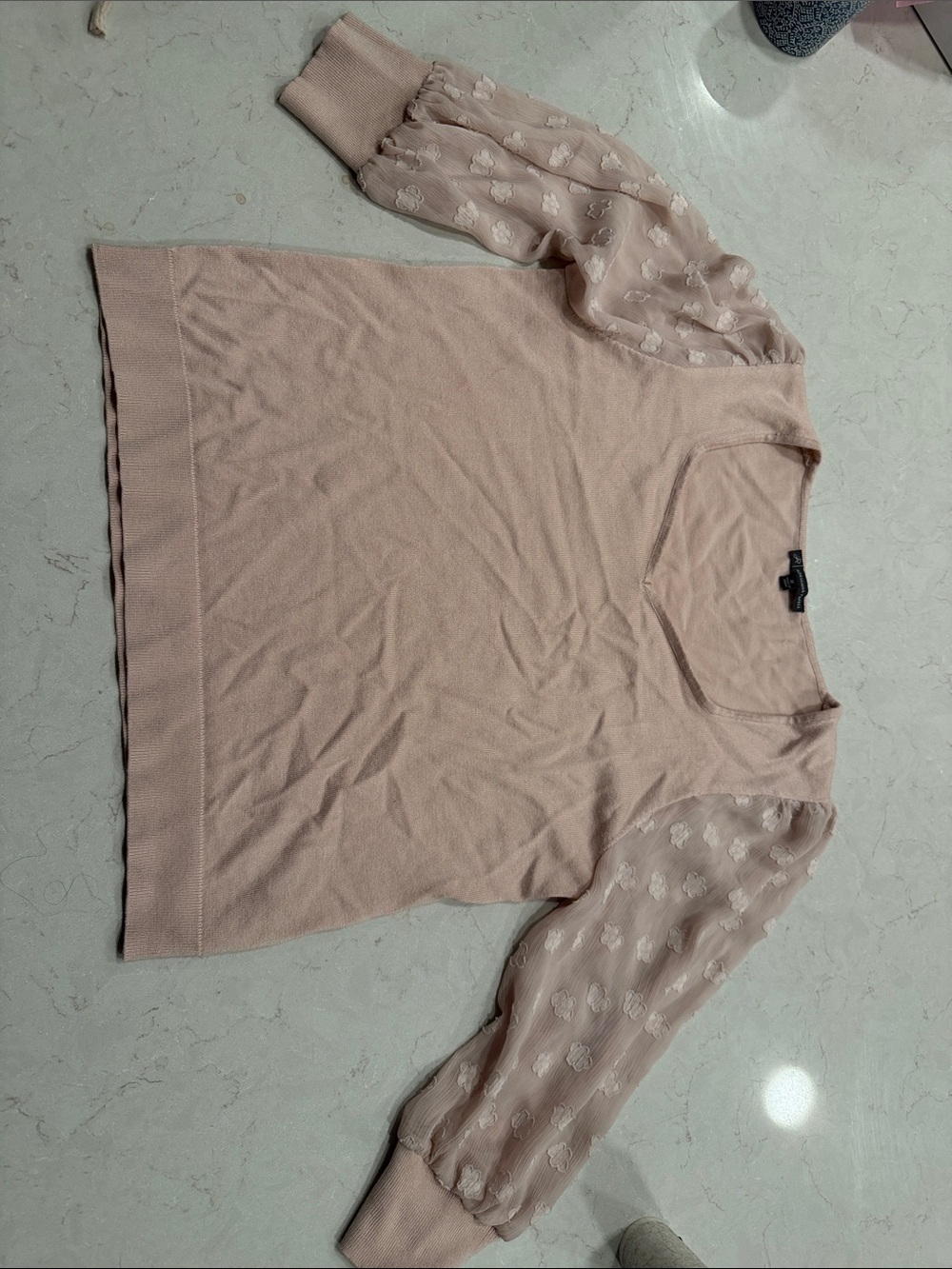 Blush Pink Puff Sleeve Knit Top